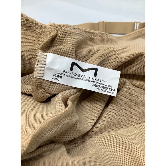 Maidenform Sz M Beige Wear-Your-Own-Bra Tummy Control Shapewear Bodysuit H15-19 - Picture 7 of 8